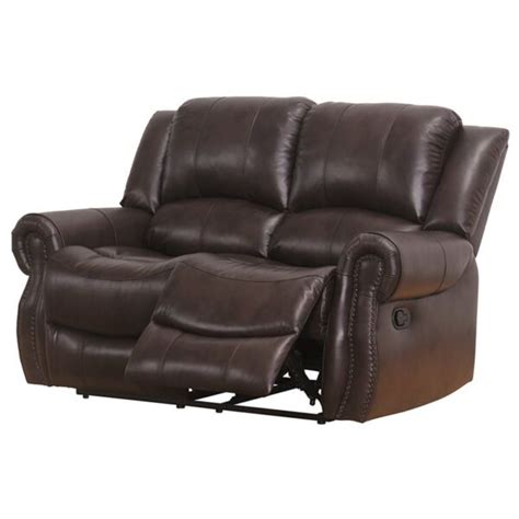 Abbyson Bradford Brown Faux Leather Reclining Loveseat Na For Sale