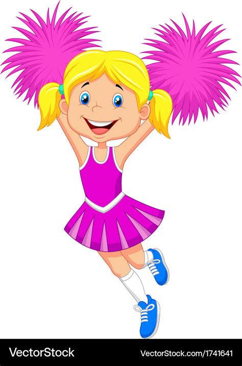 Cheerleader Cartoon With Pom Poms Royalty Free Vector Image