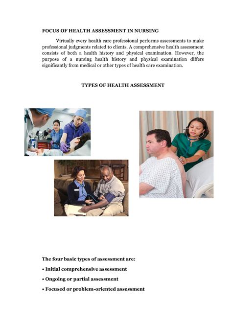 Focus Of Health Assessment In Nursing Focus Of Health Assessment In
