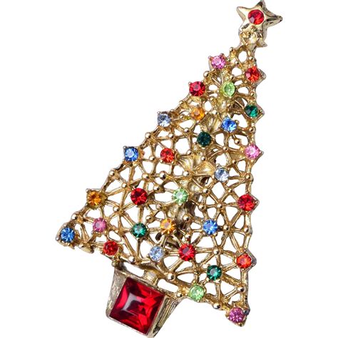 Colorful Rhinestone Christmas Tree Brooch | Christmas, Christmas jewelry, Vintage christmas