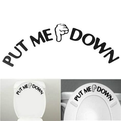 2pcs Funny Put Me Down Wall Stickers Bathroom Toilet Seat Sign Push