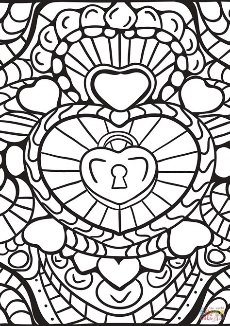 This picture is particularly good for your kid if he or she has just started holding crayons and is learning how to draw their first alphabet and shapes. Abstract Heart Patterns coloring page | Free Printable ...