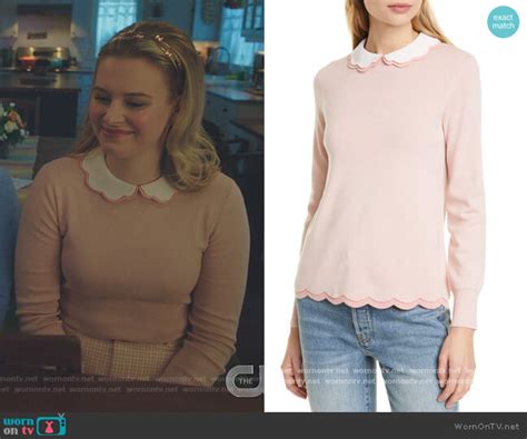 Wornontv Pollys Pink Scalloped Collar Sweater On Riverdale Tiera