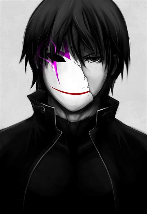 Male Anime Character Hei Darker Than Black Mask Selective Coloring