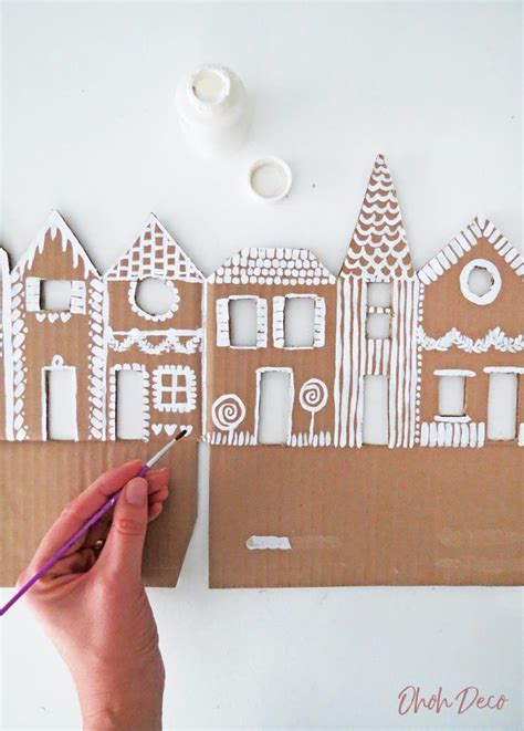 How To Make A Ginger House Decor With Recycled Cardboard Ohoh Blog Diy Christmas Village