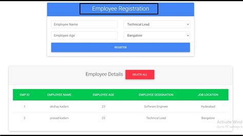 Employee Registration System Project Html Css Javascript And Jquery