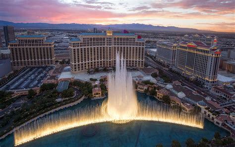 The Fountains Ofbellagio Las Vegas Las Vegas Sunset Fountains Las