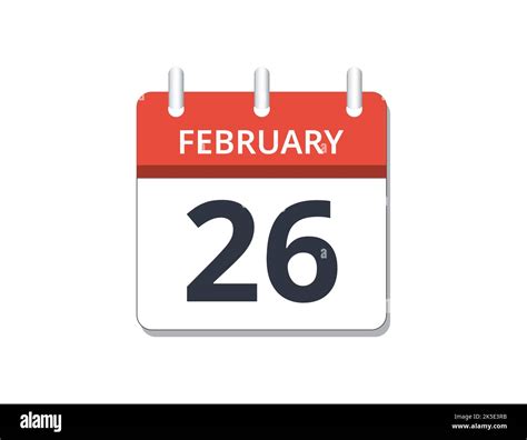 February 26th Calendar Icon Vector Concept Of Schedule Business And