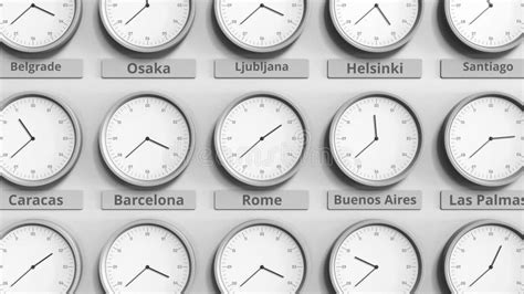 Round Clock Showing Manila Philippines Time Within World Time Zones Conceptual D Animation