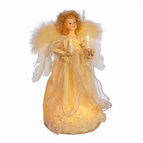 Kurt Adler Ul 10 Light Angel Christmas Treetop Figurine With Fabric