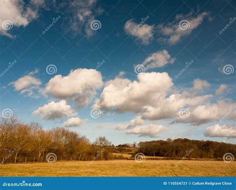 Farm Field Agriculture Bright Blue With Clouds Countryside Landscape