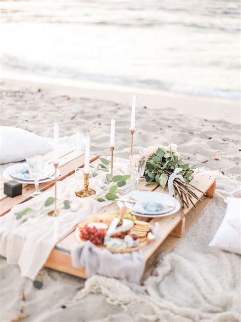 Romantic Beach Picnic ~ Simple Set Up By The Sea Romantic Beach Picnic Beach Picnic Picnic