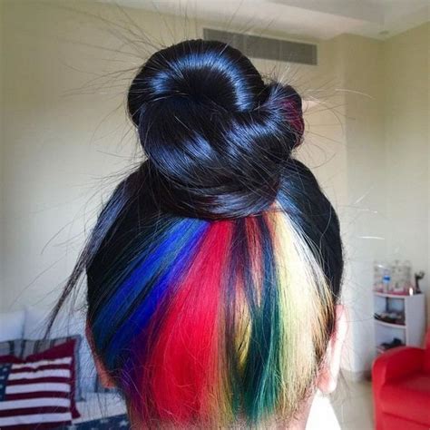 Cheveux Arc En Ciel Caché Comment Adopter La Tendance Hidden Rainbow