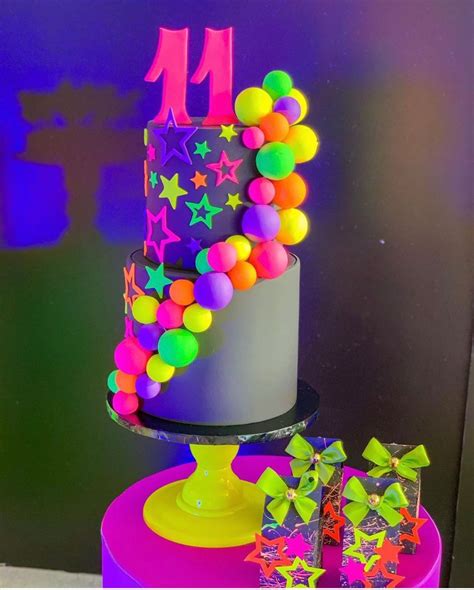 Neon Birthday Cakes Roller Skate Birthday Party 14th Birthday Party Ideas Roller Skating