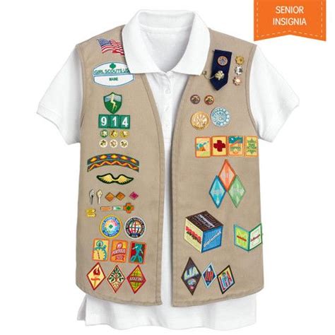 Official Cadette Senior And Ambassador Khaki Vest Girl Scout Uniform