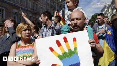 Ukrainian Gay Pride Marchers Enjoy Peaceful Event Bbc News