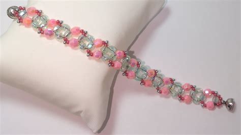 Beaded bracelet making Crystal beads tutorial Diy Браслет из