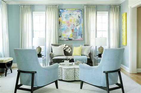 Baby Blue Living Room Transitional Living Room New York By