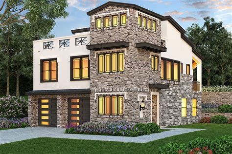 Plan 36600tx 3 Bed House Plan With Rooftop Deck On Third Floor In 2021