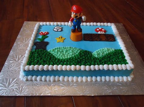 Simple Mario Sheet Cake Super Mario Bros Birthday Party Fondant Cakes