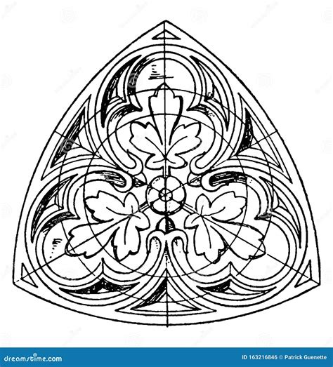 Trefoil Tracery Panel Is A Gothic Design Vintage Engraving Stock