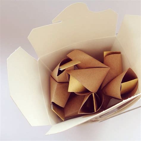 Mini Takeout Box Of Paper Origami Fortune Cookies With Love