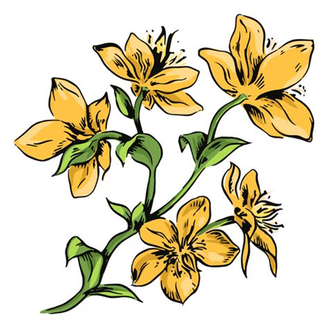 Flores Amarillas Rama Ilustración Flores Descargar Pngsvg Transparente