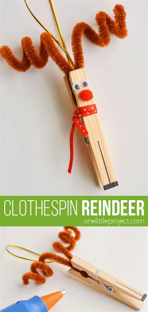 Clothespin Reindeer Christmas Ornaments Easy Rudolph Craft