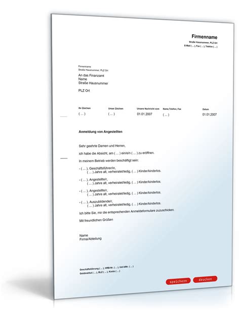 Alles zu arbeitsvertrag für angestellte: Anmeldung von Angestellten beim Finanzamt - Muster-Vorlage ...