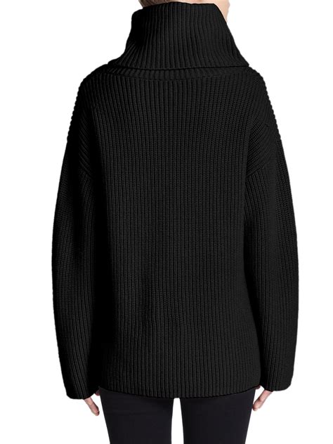Theory Naven Oversized Ribbed Wool Turtleneck Sweater In Black Lyst