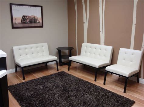 These lobby benches give some added flexibility in in terms of the post leg waiting room chairs, the size of the gap between the back and the seat of the chair was very instrumental in the decision. Easy Spa reception small space Get inspired...Spa decor ...