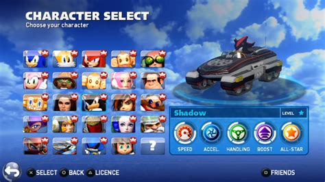 Sonic And All Stars Racing Transformed All Characters Ps Vita Youtube