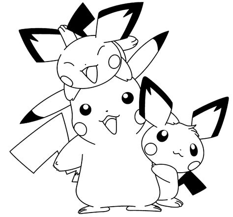 Playful Pichu And Pokemon Coloring Pages Pikachu Coloring Page