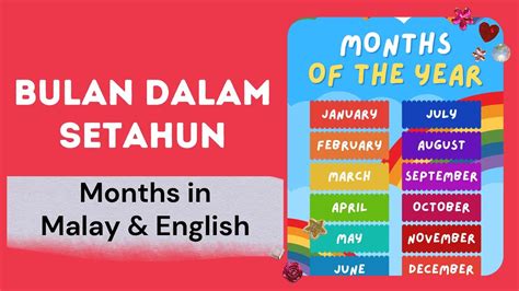 Bulan Dalam Setahun Months Of The Year In Malay And English Youtube