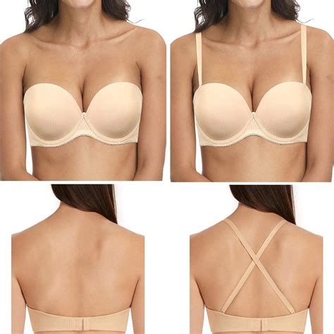 Strapless Convertible Pushup Bra Heavily Padded Lift Up Supportive Add