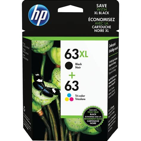 Hp 63xl Black High Yield And 63 Tri Color Ink Cartridges 2 Pack L0r48an