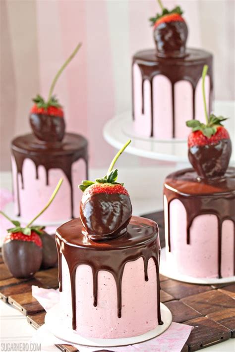 We all know the dessert table is the star of the show during the holidays. Chocolate-Covered Strawberry Cakes - SugarHero