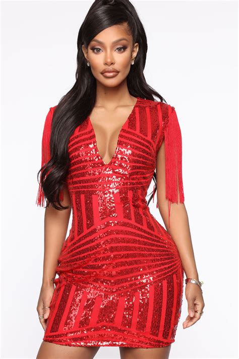 Talk Of The Town Sequin Mini Dress Red Fashion Nova