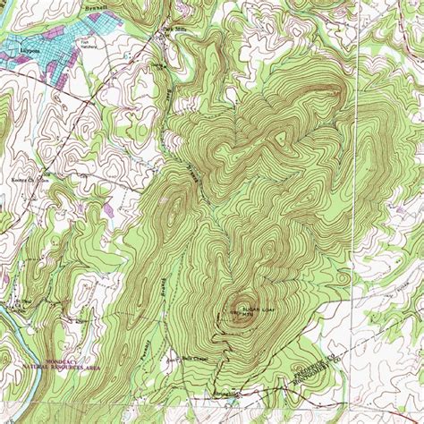 Topographical Map Of Sugarloaf Mountain And Surrounding Area
