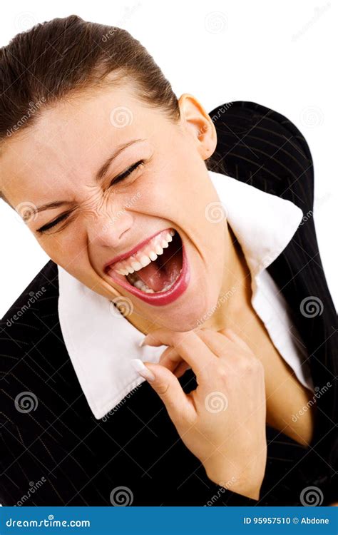 Young Businesswoman Laughing Hysterically Stock Photo Image Of