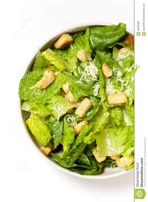 Caesar Salad With Croutons Stock Photo Image Of Fork 35823080