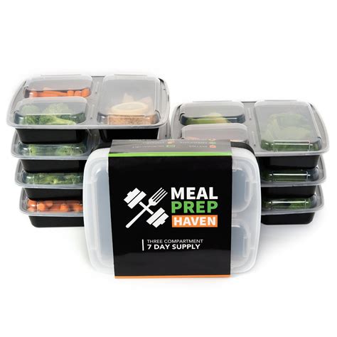 Meal Prep Haven 7 Pack Meal Prep Food Storage Containers Clear Lid 32