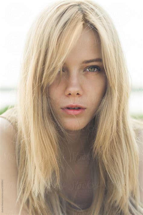 Portrait Of A Beautiful Young Blonde Girl Closeup By Andrei Aleshyn