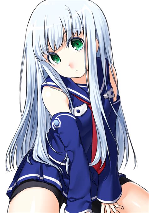 safebooru 1girl aoki hagane no arpeggio bare shoulders blue hair character request detached