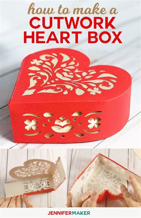 3d Paper Heart Box With Cutwork Tutorial Valentine T Box Cricut