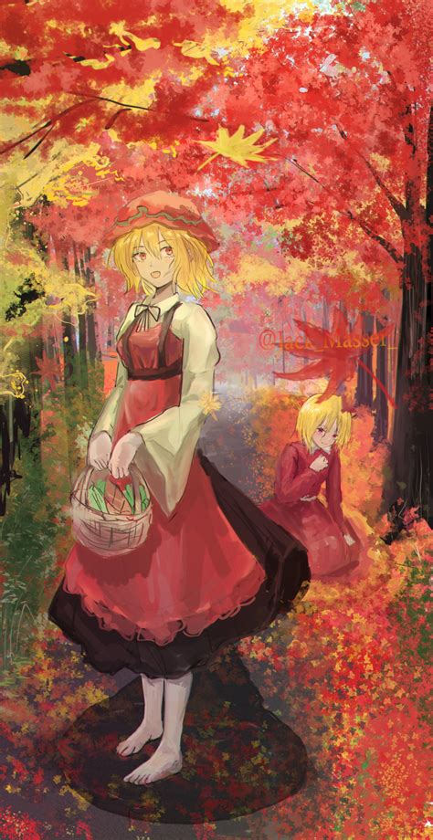 Safebooru 2girls D Absurdres Aki Minoriko Aki Shizuha Artist Name Autumn Autumn Leaves
