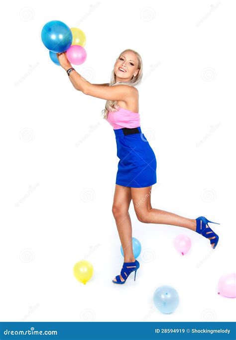 Blonde With Balloons Stock Image Image Of Cheerful Face 28594919