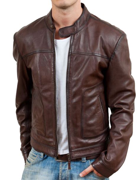 Mens Waxed Brown Leather Biker Jacket Xtremejackets