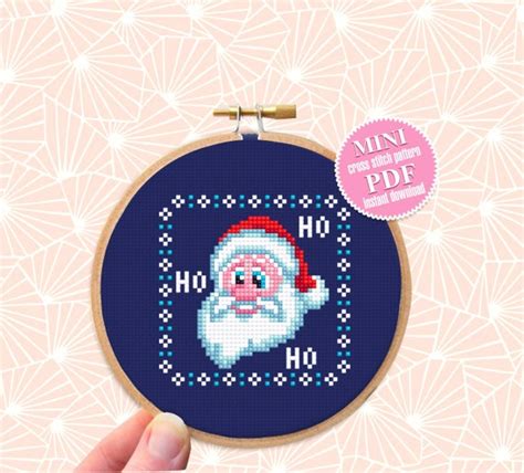 santa claus cross stitch pattern download pdf tiny christmas etsy
