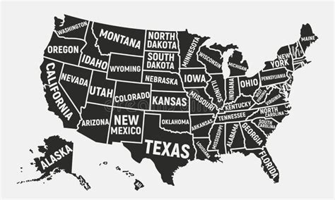 De Kaart Van De Verenigde Staten Van Amerika Affichekaart Van De Vs